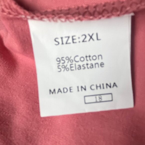 Elizabeth Kelly NWT Crew Neck Tee Top Plus Size 2XL Salmon Pink, Ruffled Pocket - Picture 10 of 10
